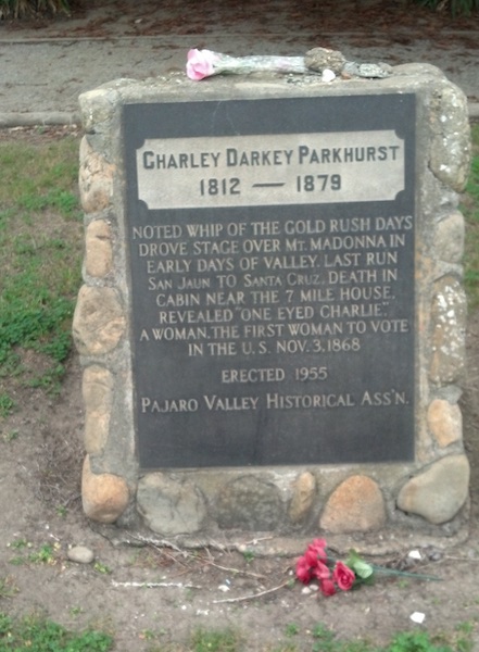 Charley Parkhurst's headstone (1812-1879).