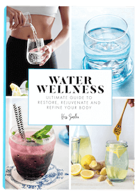 Water Wellness book cover featuring four photos in a grid showcasing various infused water recipes.