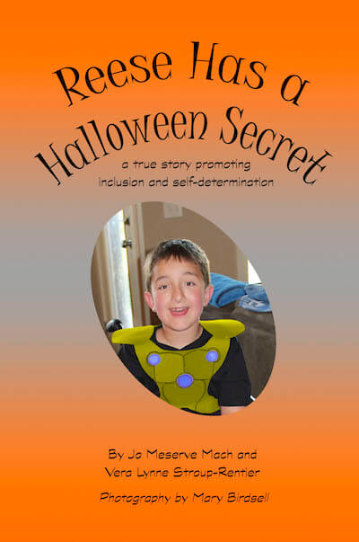 Book cover of Reese Has a Halloween Secret featuring a smiling young boy in a Halloween costume.